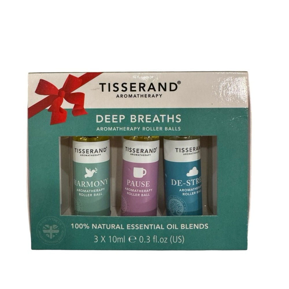 NIB Tisserand 100% Natural Essential Oil Blends. Pocket-sized 3 x 10ml 0.3 fl.oz